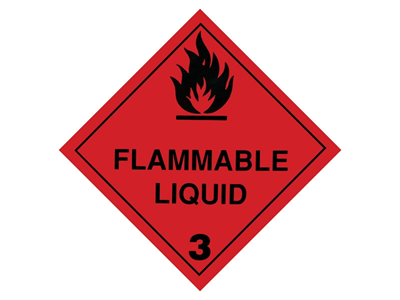 Flammable Liquid 3 Stickers (Roll 500)