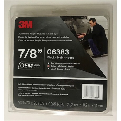 22mm 3M 6383 Acrylic Foam Tape Black Double Sided 18.3m