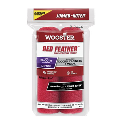 115mm 6mm Nap Wooster Red Feather Roller 2-Pack