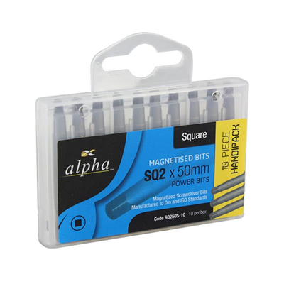 75mm Alpha SQ2 Square Power Bits - PKT 10