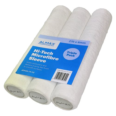 270mm x 6mm Nap Almax Hi-Tec Microfibre Roller Sleeve 3 Pk