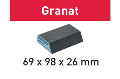 69x98x26mm x 120g Granat Hand Sanding Sponge Concave Pk 6