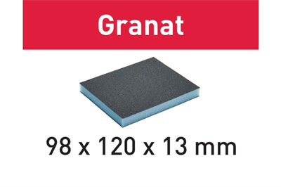 98x120x13mm x 220g Granat Hand Sanding Sponge Pk 6