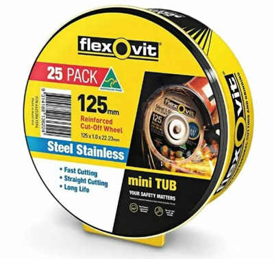 125mm 1mm 22.2mm Flexovit Cut Off Wheel - Pkt 25