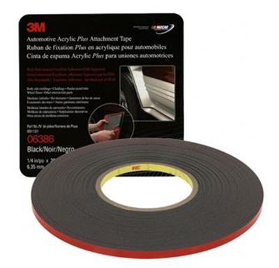 6mm 3M 6386 Acrylic Foam Tape Black Double Sided 18.3m