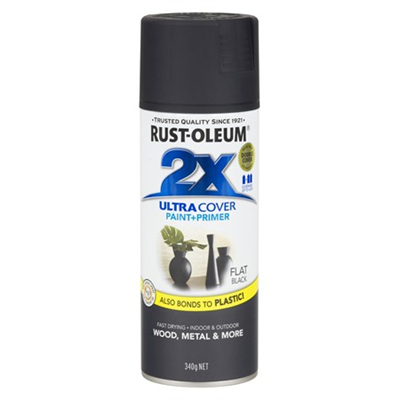 340g Rust-Oleum 2X Ultra Cover Paint+Primer - Flat Black