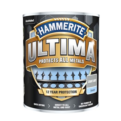 750ml Hammerite Ultima Metal Smooth Light Grey