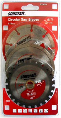 115mm Starcraft Circular Saw Blades Multi 3 Pack